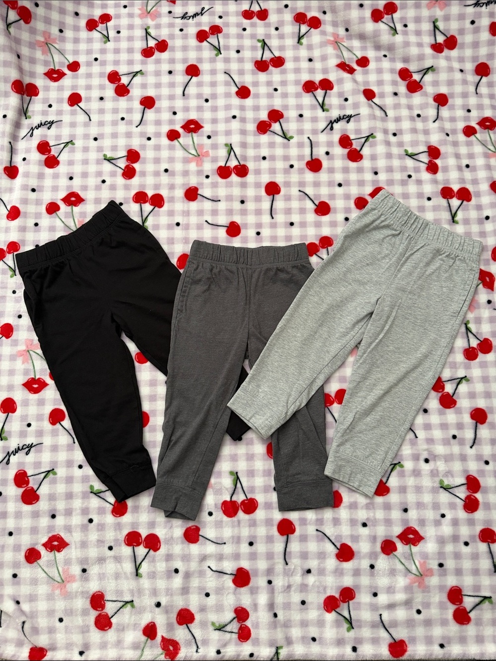 3pc Toddler Jogger Pants in Black, Dark Gray & Light Gray Size 3T with pockets